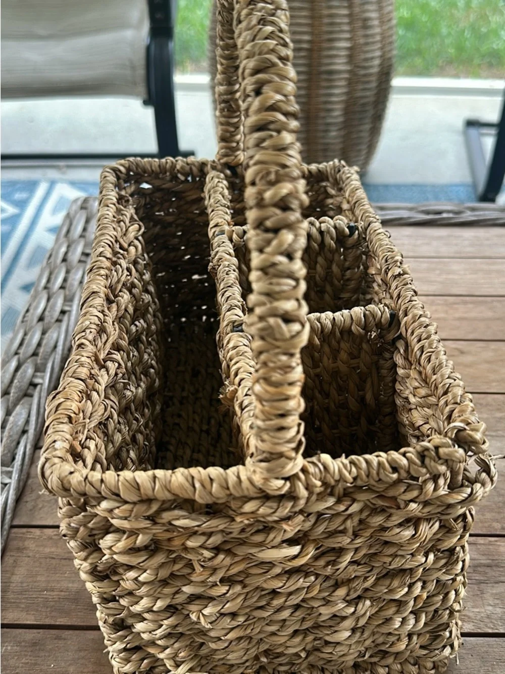 Wicker Sectioned Basket with Handle